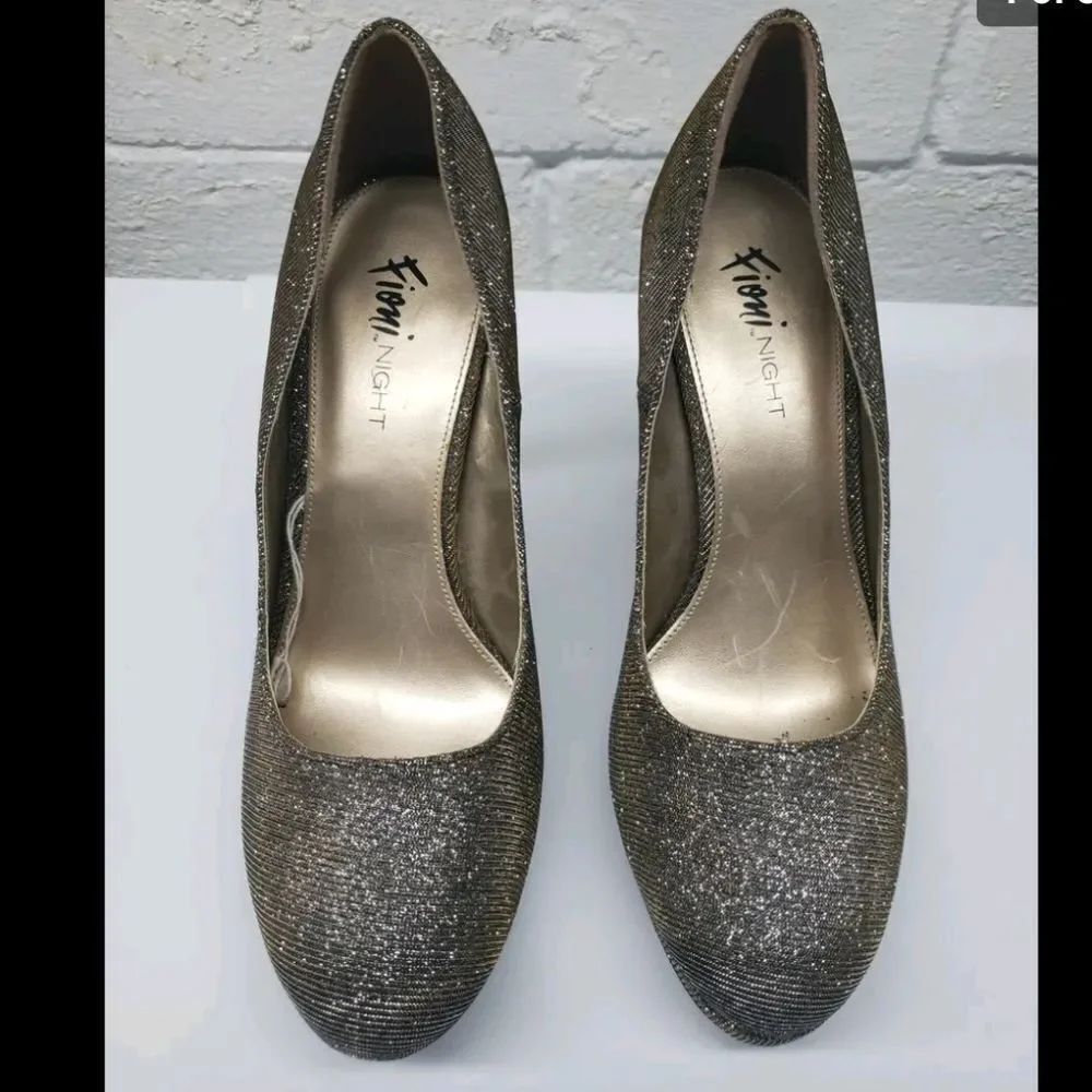 FIONI NIGHT WOMEN"S SILVER GOLD STILETTOS GLITTER EMBROIDERY SPARKLE SHOE